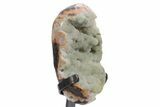 Sparkling Green Prasiolite Quartz Formation on Metal Stand #357197-2